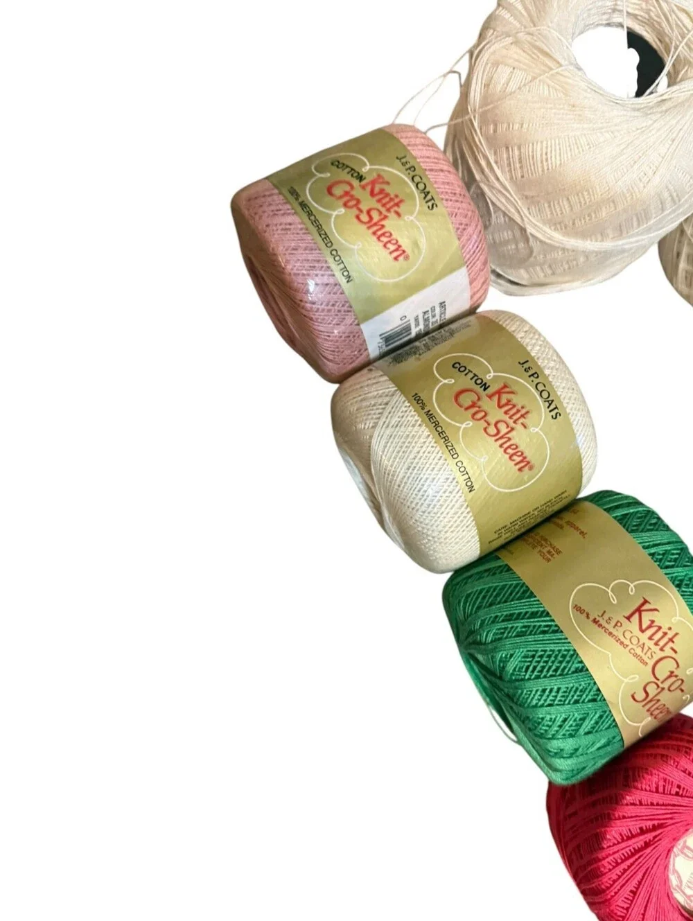 J&P Coats Knit-Cro-Sheen Cotton Crochet Thread Assorted Colors Lot